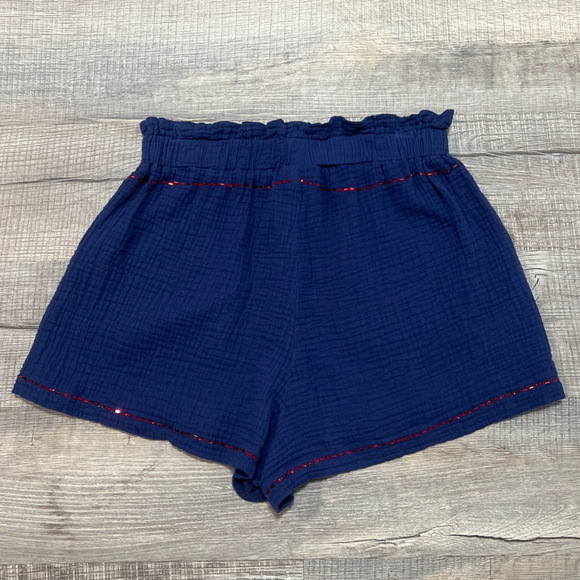 Queen of Sparkles Embellished Cotton Gauze Pull On Shorts Size Small Preppy - Picture 2 of 7